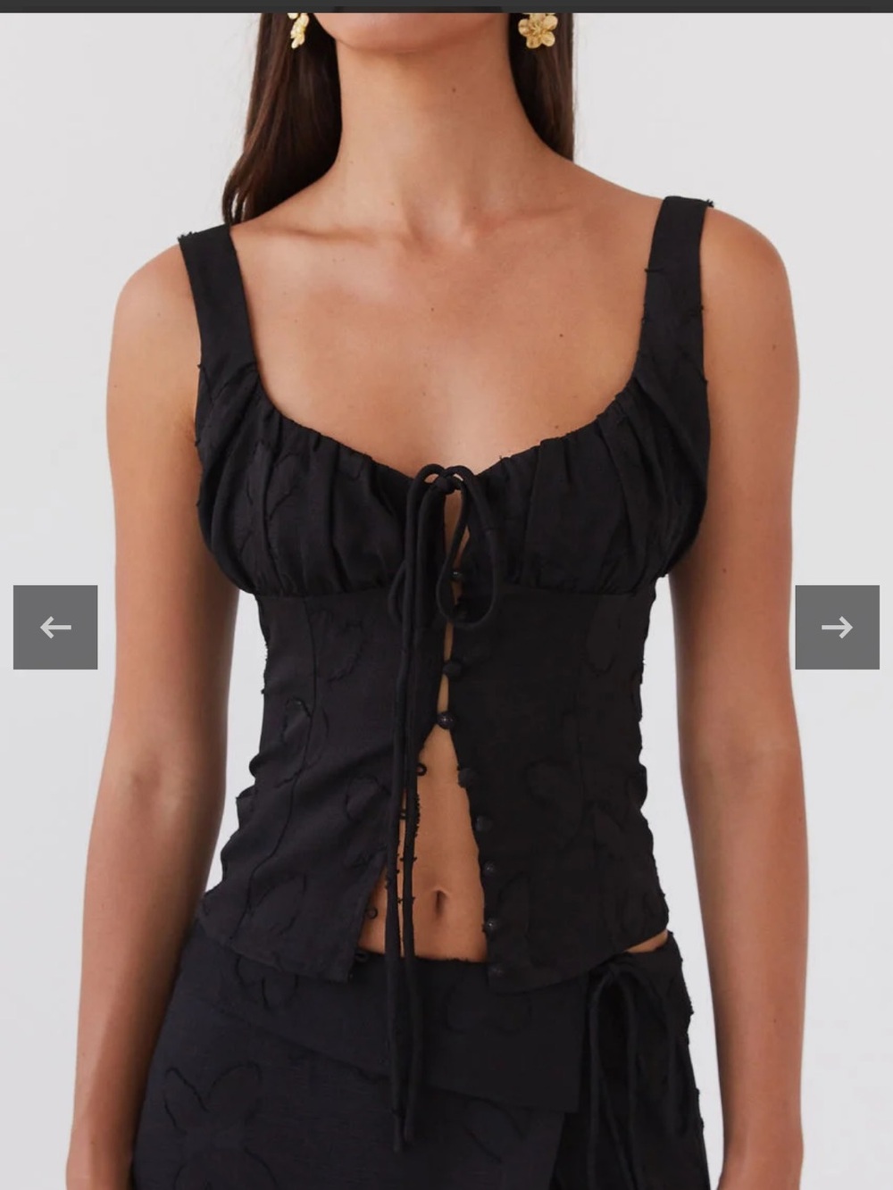 Peppermayo Black Lace-Texture Corset Tank - Picture 2 of 3